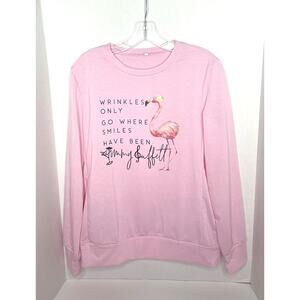 Jimmy Buffett Pink Flamingo Wrinkles Where Smiles Have Been Longsleeve Tee Large